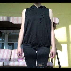 Black muscle tank with hood